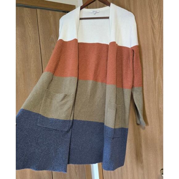 Madewell Merino Wool Alpaca Blend Kent Colorblock Open Cardigan Sweater - Picture 4 of 10